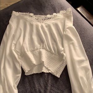 White Crop Top Blouse
